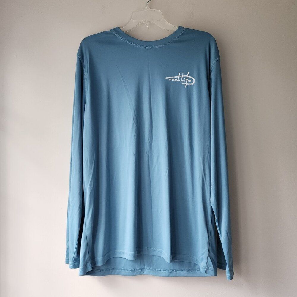 Reel Life UV Shirt UPF 50+ Long Sleeve Blue | Men's XL Jax Beach Liberty Arch